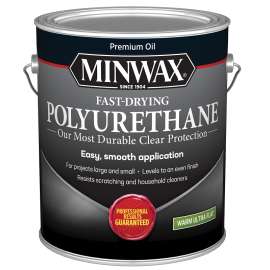 Minwax Fast-Drying 319030000 Polyurethane Wood Finish, Warm Ultra-Flat, Liquid, Clear, 1 gal