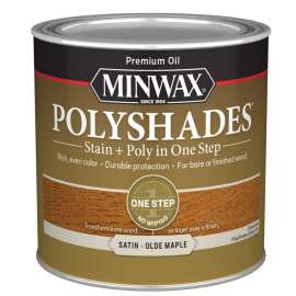Minwax PolyShades 213304444 Wood Stain and Polyurethane, Satin, Olde Maple, Liquid, 0.5 pt, Can