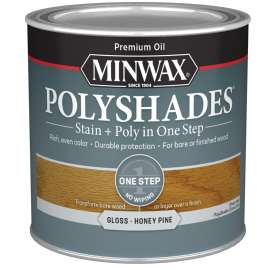 Minwax PolyShades 214104444 Wood Stain and Polyurethane, Gloss, Honey Pine, Liquid, 0.5 pt, Can