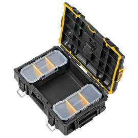 DeWALT ToughSystem 2.0 Series DWST08165 Tool Box, 110 lb, Plastic, Black, 21-3/4 in L x 14-3/4 in W x 7 in H Outside