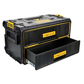 DeWALT ToughSystem 2.0 DWST08320 Tool Box, 25 lb, Polypropylene, Black, 12-3/5 in H x 12-1/3 in W Outside, 2-Drawer