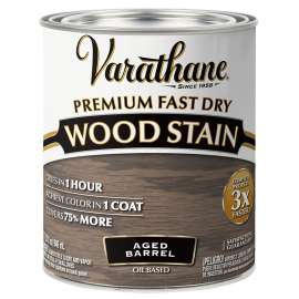 VARATHANE 357179 Fast Dry Wood Stain, Aged Barrel, Liquid, 1 qt