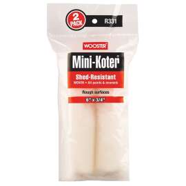 WOOSTER MINI-KOTER R331-6 Mini-Roller Cover, 3/4 in Thick Nap, 6 in L, Fabric Cover