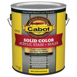 Cabot 1800 Series 140.0001844.007 Solid Color Decking Stain, Low-Lustre, Driftwood Gray, Liquid, 1 gal, Can