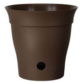 DCN Contempra 4708-22 Planter, 8 in Dia, Round, Sleek Design, Plastic, Chocolate