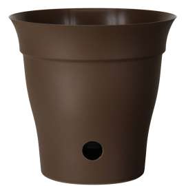 DCN Contempra 4710-22 Planter, 10 in Dia, Round, Sleek Design, Plastic, Chocolate