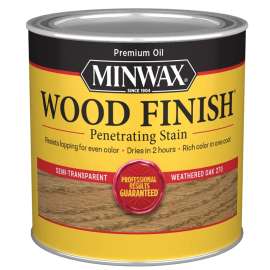 Minwax Wood Finish 227604444 Wood Stain, Weathered Oak, Liquid, 0.5 pt, Can