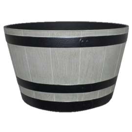 Southern Patio HDR-055457 Whiskey Barrel Planter, 15-1/2 in Dia, 15.4 in W, 15.4 in D, HDR, Birchwood/Gray