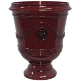 Southern Patio CMX-047025 Porter Urn, 15-1/2 in W, 15-1/2 in D, Ceramic/Resin Composite, Oxblood, Gloss