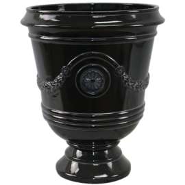 Southern Patio CMX-042464 Porter Urn, 15-1/2 in W, 15-1/2 in D, Ceramic/Resin Composite, Black, Gloss