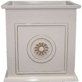 Southern Patio Colony CMX-047001 Planter, 16 in W, 16 in D, Square, Ceramic, Ivory, Gloss