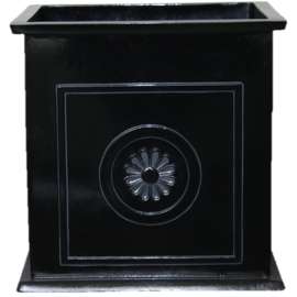 Southern Patio Colony Square CMX-042426 Planter, 16 in W, 16 in D, Square, Floral Medallions Design, Black, Gloss