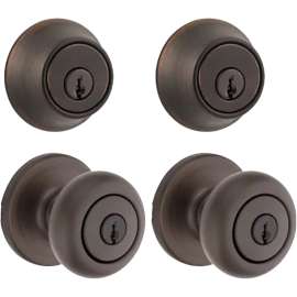 Kwikset 242CV 15 CP K6 Combination Lockset, 3 Grade, Knob Handle, Keyed Key, Metal, Satin Nickel, 1-3/4 in Thick Door
