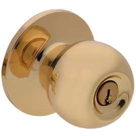 Taymor EPIC Series 35-CV1405 Ball Knob Lockset, Metal, Polished Brass, 2-3/8, 2-3/4 in Backset