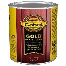 Cabot 140.0019472.005 Exterior Stain, Gold Satin, Fireside Cherry, Liquid, 1 qt, Can