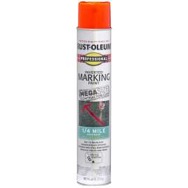 Professional 350994 Quarter Mile Distance Spray Mega Marking Paint, Flat to Semi-Gloss, Fluorescent Red/Orange, 26 oz