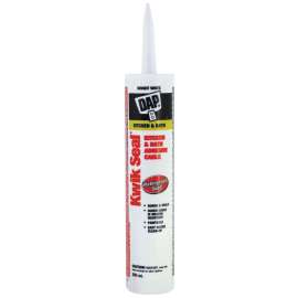 DAP KWIK SEAL 71018 Kitchen and Bath Adhesive Caulk, White, 36 hr Curing, 4.4 to 37 deg C, 300 mL Cartridge