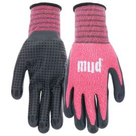 mud MD31011W-W-SM Coated Gloves, Women's, S/M, Nitrile Coating, Watermelon