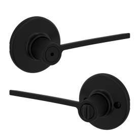 Kwikset Ladera Series 300LRL RDT 514 CP Bed and Bath Lever, Turn Button Lock, Zinc, Matte, 2-3/8 to 2-3/4 in Backset