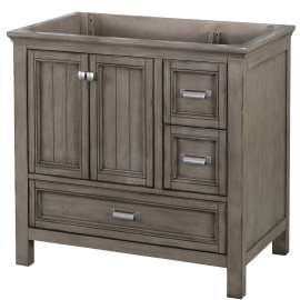 Foremost Brantley Series BAGV3622D Vanity, Wood, Distressed Gray, 2-Cabinet Door, 3-Drawer