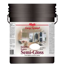 Majic Paints 8-1300-5 Interior Wall Paint, Semi-Gloss, White, 5 gal Can