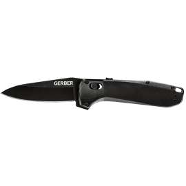 GERBER Highbrow Series 31-003674 Folding Knife, 3-1/2 in L Blade, Steel Blade, 1-Blade, Smooth Handle, Black Handle