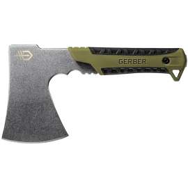 GERBER 31-003482 Pack Hatchet, Stainless Steel Blade, Rubber Handle, Full Tang Handle, Flat Sage Handle, 9.46 in L