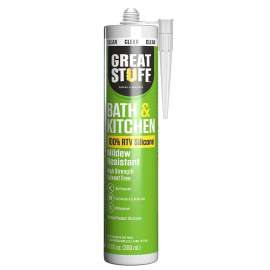 GREAT STUFF 99BATH3004 Caulk, Clear, Up to 180 deg F, 10.1 fl-oz Cartridge