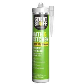 GREAT STUFF 99BATH3005 Caulk, White, Up to 180 deg F, 10.1 fl-oz Cartridge