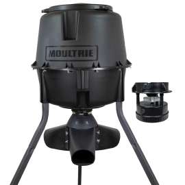 MOULTRIE MFG-13340 Deer Feeder Gravity/Spin Kit, Battery, 30 gal Hopper, 4 Feed Times, Plastic, Black