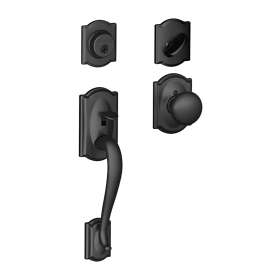Schlage F Series F60 CAM 622 PLY Handleset, 1 Grade, Keyed Alike Key, Zinc, Matte Black, 2-3/8, 2-3/4 in Backset