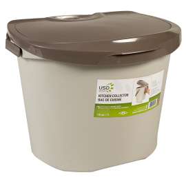 USD Global IPL 6022441001W01 Kitchen Composter, 9 in OAW, 9 in OAD, 11 in OAH, 7 L Capacity, Polypropylene, Beige/Brown