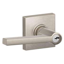 Schlage J Series J54 SOL 619 COL Entry Door Lock with Trim, 3 Grade, Keyed Key, Zinc, Satin Nickel, Lever Handle
