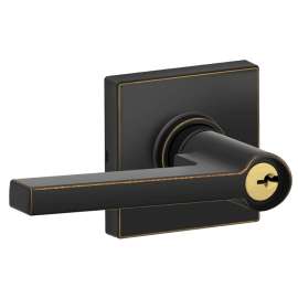 Schlage J Series J54 SOL 716 COL Entry Door Lock with Trim, 3 Grade, Keyed Key, Zinc, Aged Bronze, Lever Handle