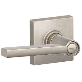 Schlage J Series J40 SOL 619 COL Privacy Door Lockset with Trim, Turn Button Lock, Lever Handle, Zinc, Satin Nickel