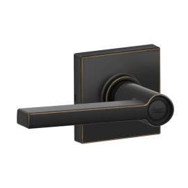 Schlage J Series J40 SOL 716 COL Privacy Door Lockset with Trim, Turn Button Lock, Lever Handle, Zinc, Aged Bronze