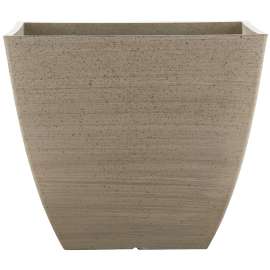 Southern Patio HDR-091660 Newland Planter, 16 in W, 16 in D, Square, Plastic/Resin, White, Stone Aesthetic