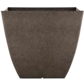 Southern Patio HDR-091677 Newland Planter, 16 in W, 16 in D, Square, Plastic/Resin, Gray, Stone Aesthetic