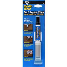 Plastic Wood 7079804091 3-in-1 Repair Stick, Solid (Blend Stick), Liquid (Marker), Light Gray, 0.4 oz