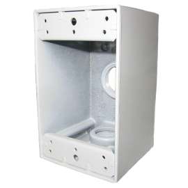 TEDDICO/BWF B-5WV Outlet Box, 1 -Gang, 3 -Knockout, 3-1/2 in Knockout, Metal, White, Powder-Coated