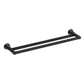 Moen Mikah Series Y0722BL Double Towel Bar, 24 in L Rod, Zinc, Matte Black, Wall Mounting
