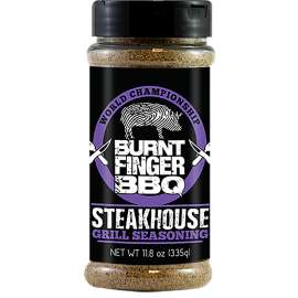 BURNT FINGER BBQ OW85575 BBQ Rub, Steakhouse Flavor, 11.8 oz Bottle