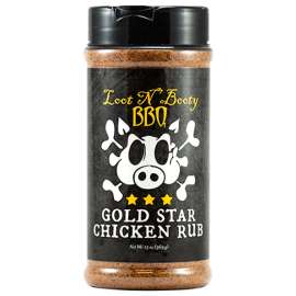 BBQ SPOT OW88251 Loot N' Booty Gold Star Chicken Rub, 13 oz Bottle