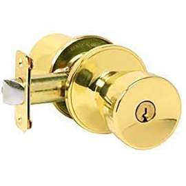 Dexter J54VBYR605 Keyed Entry Knob, 3 Grade, Metal, Brass, 2-3/8, 2-3/4 in Backset, 1-3/8 to 1-3/4 in Thick Door