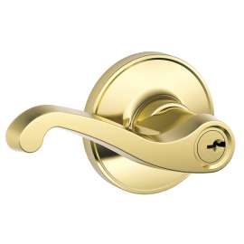 Schlage J54V LAS 605 Door Lever, 3 Grade, Zinc, Bright Brass, 2-3/8, 2-3/4 in Backset, 1-3/8 to 1-3/4 in Thick Door