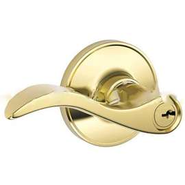 Schlage J Series J54 V SEV 605 Entry Door Lock, 3 Grade, Keyed Key, Metal/Zinc, Bright Brass, Lever Handle, C Keyway