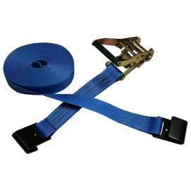 ANCRA 557-40 Heavy-Duty Tie-Down Strap, 2 in W, 40 ft L, Polyester, Blue, 3333 lb Working Load, Flat Hook End