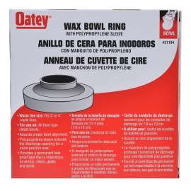 Oatey 31194 Wax Bowl Ring, For: 3 in or 4 in Waste Lines
