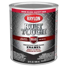 Krylon Rust Tough K09712008 Rust Preventative Paint, Gloss Sheen, Radiant/Safety Red, 1 qt, 400 sq-ft/gal Coverage Area