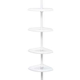 Zenna Home 2153WW2 Tension Pole Shower Caddy, 7.2 in OAL, 10.6 in OAW, 4-Shelf, Plastic, White